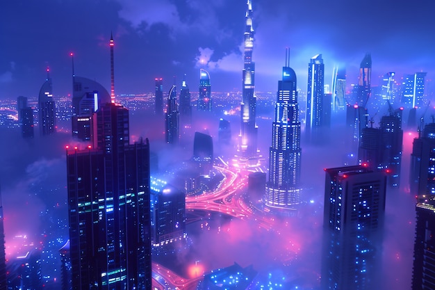 Bezpłatne zdjęcie futuristyczny krajobraz dubaju