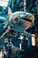 Bezpłatne zdjęcie futuristyczny robot rekin