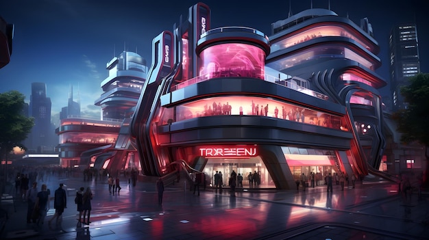 Bezpłatne zdjęcie futurystyczna architektura cybermiasta