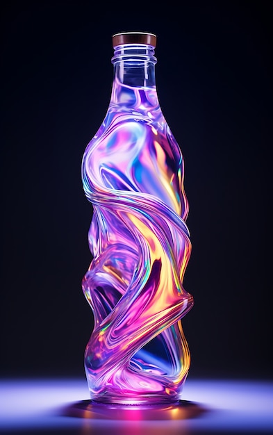 Futurystyczna butelka kolorowej sody.