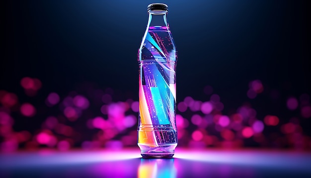 Bezpłatne zdjęcie futurystyczna butelka kolorowej sody.
