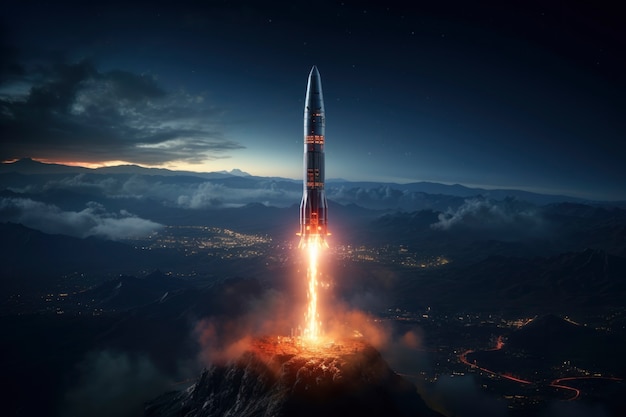 Bezpłatne zdjęcie futurystyczna rakieta kosmiczna z fantazyjnym projektem