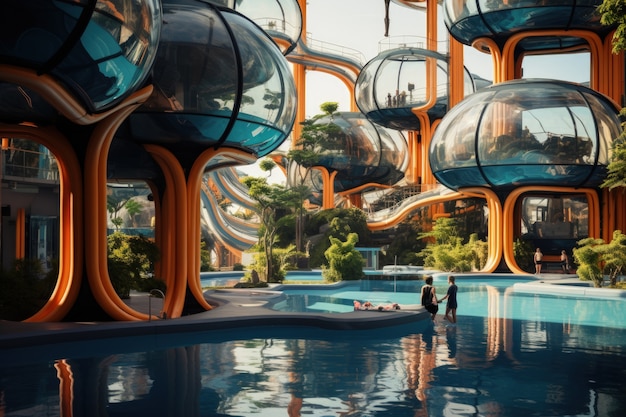 Bezpłatne zdjęcie futurystyczna reprezentacja parku wodnego