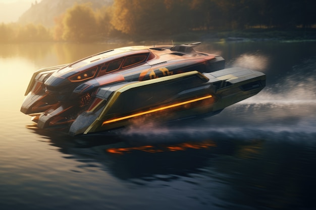 Bezpłatne zdjęcie futurystyczna reprezentacja pojazdu wodnego