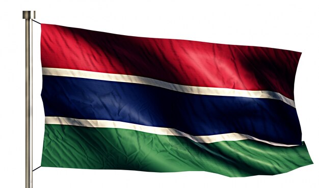 Gambia Flaga Narodowa Pojedyncze 3D Białe Tło