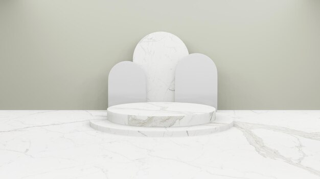 Geometryczne tło w kształcie walca w minimalistycznej makiecie w białym i szarym pokoju studyjnym do wyświetlania na podium lub prezentacji renderowania 3d