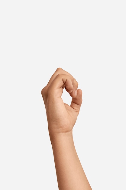 Gest ręki w języku migowym z miejscem na kopię