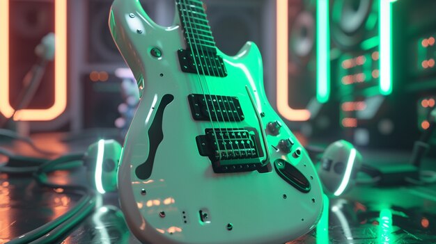 Gitara elektryczna z neonowym światłem