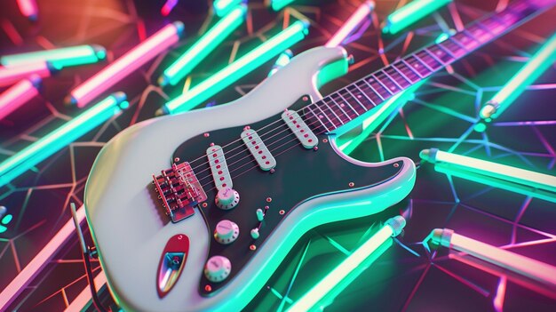 Gitara elektryczna z neonowym światłem