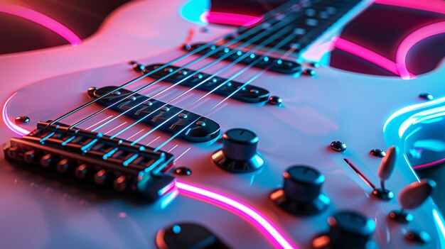 Gitara elektryczna z neonowym światłem