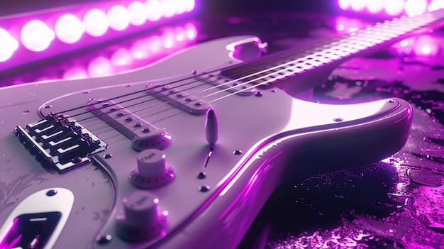 Bezpłatne zdjęcie gitara elektryczna z neonowym światłem