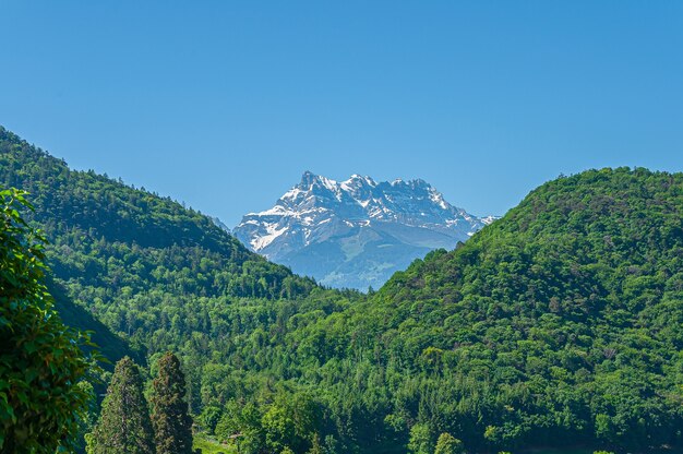 Góra Dents du Midi z wieloma szczytami w Szwajcarii