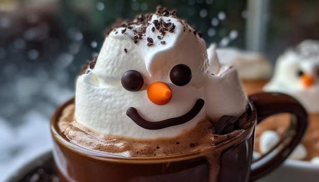 Bezpłatne zdjęcie gorąca czekolada i ciasteczka to zimowa rozkosz generowana przez sztuczną inteligencję