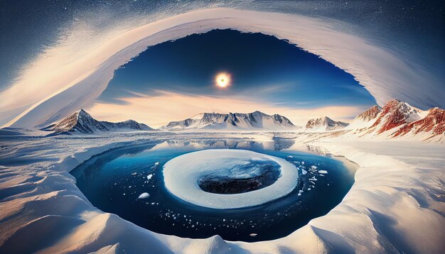 Bezpłatne zdjęcie górski krajobraz majestatycznie otoczony przez sztuczną inteligencję generującą niebieską stratosferę