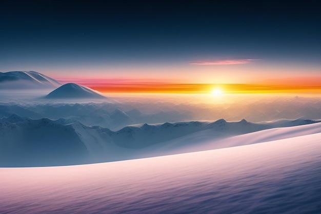 Bezpłatne zdjęcie górski krajobraz z zachodem słońca w tle