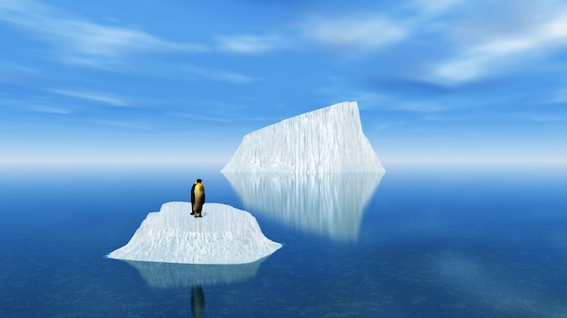 Bezpłatne zdjęcie góry lodowe z pingwinem