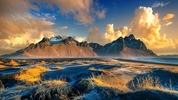 Góry Vestrahorn w Stokksnes na Islandii.