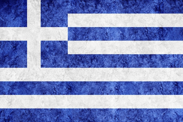 Grecja metaliczna flaga, teksturowana flaga, flaga grunge