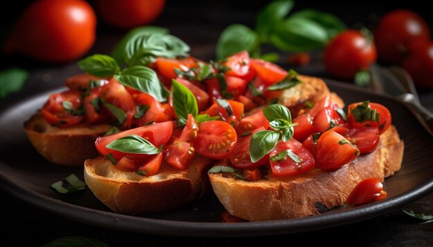 Grillowana kanapka z warzywami na opiekanym chlebie ciabatta wygenerowana przez AI