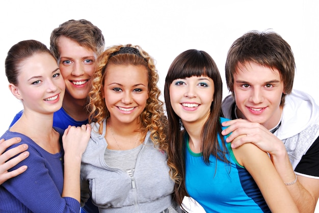 Bezpłatne zdjęcie grupa atrakcyjnych młodych dorosłych ludzi - na białym tle