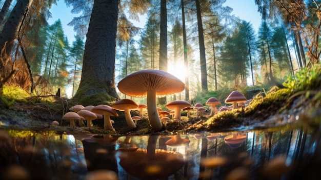 Bezpłatne zdjęcie grzyby rosnące w lesie