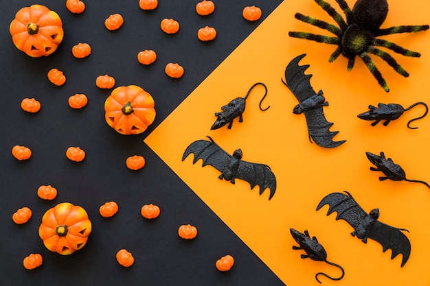 Bezpłatne zdjęcie halloween tła z szczurów i nietoperzy