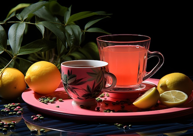 Bezpłatne zdjęcie herbata z napojami cytrynowymi tapeta