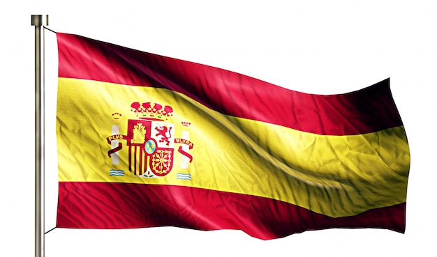Hiszpania Flaga Narodowa Pojedyncze 3D Białe Tło