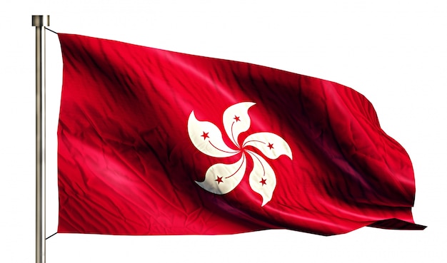 Hongkong National Flag Pojedyncze 3D Białe Tło