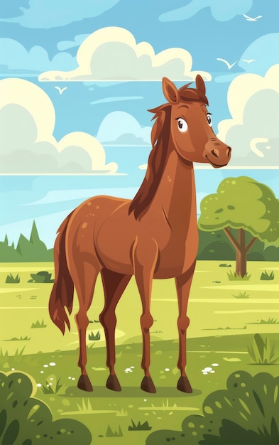 Bezpłatne zdjęcie horse cartoon illustration