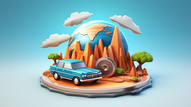 Bezpłatne zdjęcie ikona 3d do podróży i wakacji