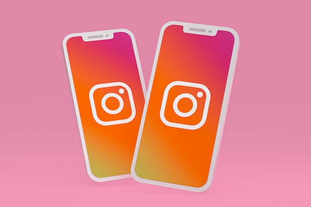 Ikona instagrama na ekranie smartfona lub telefonu komórkowego renderowania 3d