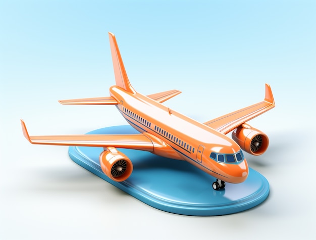 Ikona podróży 3D z samolotem