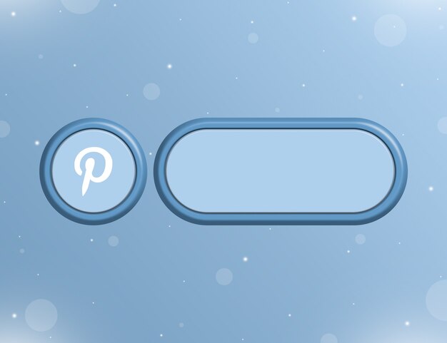 Ikona sieci społecznościowej pinterest z pustym formularzem informacji lub linku na stronie użytkownika 3d