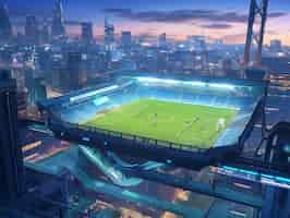 Bezpłatne zdjęcie ilustracja futurystycznego boiska piłkarskiego
