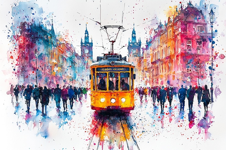 Bezpłatny plik Zdjęcie ilustracja miasta w akwarelach