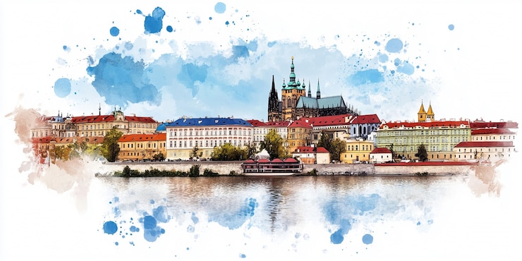 Bezpłatny plik Zdjęcie ilustracja miasta w akwarelach