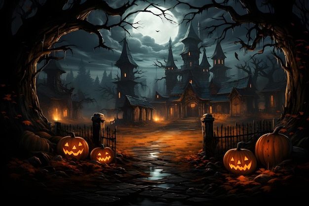 Bezpłatne zdjęcie ilustracja plakatu horroru halloween noc