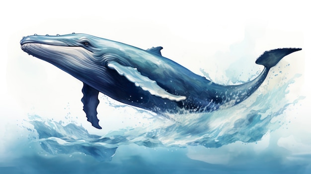 Bezpłatne zdjęcie ilustracja wieloryba akwarelowego