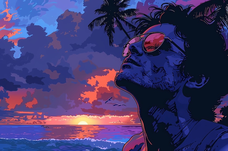 Bezpłatny plik Zdjęcie ilustracja z hawajów w stylu komiksów retro