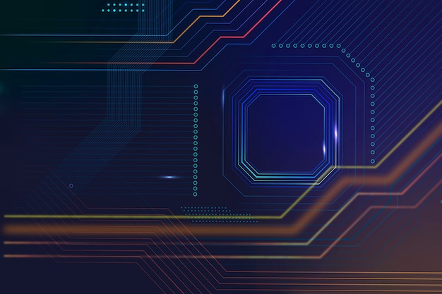 Inteligentna technologia mikrochipowa w tle w kolorze gradientowym niebieskim