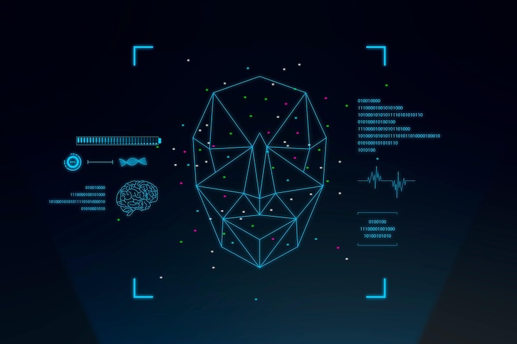 Bezpłatny plik Zdjęcie inteligentna technologia rozpoznawania twarzy z hologramem ar
