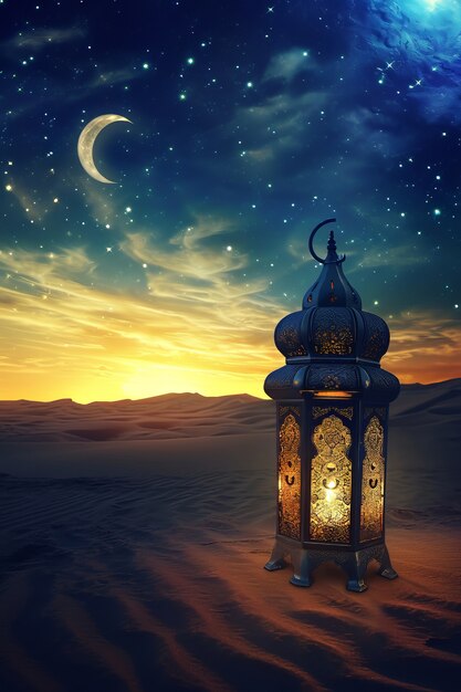 Islamska latarnia świętowania Ramadanu w stylu fantasy