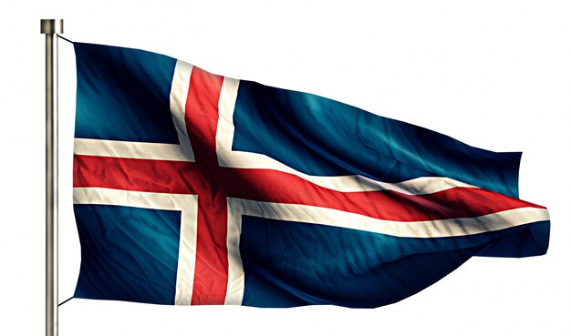 Islandia Flaga Narodowa Pojedyncze 3D Białe Tło