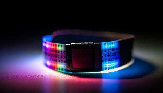 Jasnoniebieski zegarek oświetlony w futurystycznym stylu wygenerowanym przez sztuczną inteligencję