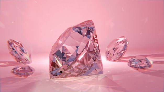 Jasny układ diamentów na różowym tle