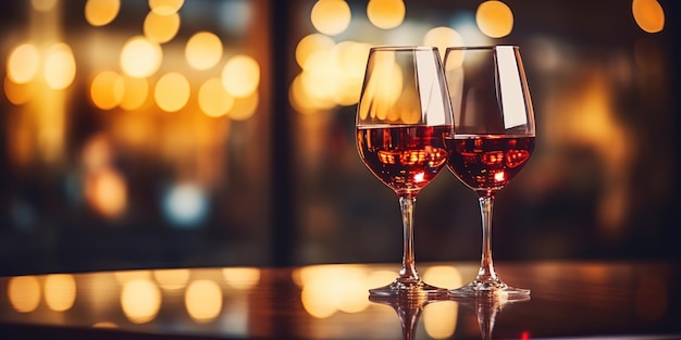 Bezpłatne zdjęcie jeden kieliszek czerwonego wina w ciepłym świetle przytulnego baru.