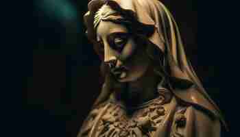 Bezpłatne zdjęcie jedna kobieta modląca się do boga w rzeźbie wygenerowanej przez sztuczną inteligencję