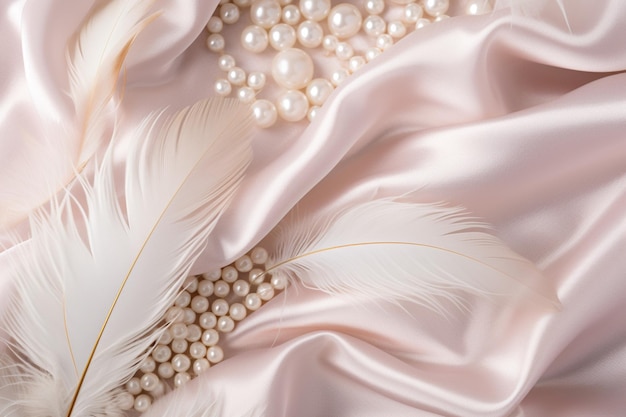 Jedwabny materiał z perłami różowe tło miękka tekstura