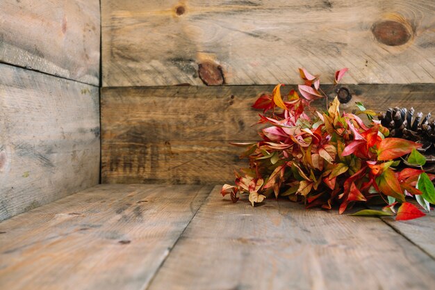 Jesienią ozdoba z kwiatami w rogu